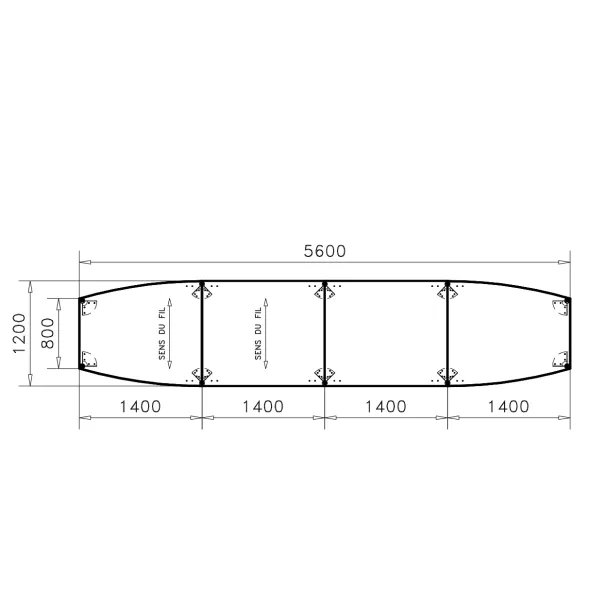 Table de réunion tonneau 18 places Alliance - 560 x 120 cm - piétement époxy - plateau mélaminé