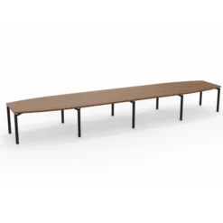 Table de réunion tonneau 18 places Alliance - 560 x 120 cm - piétement époxy - plateau ébénisterie