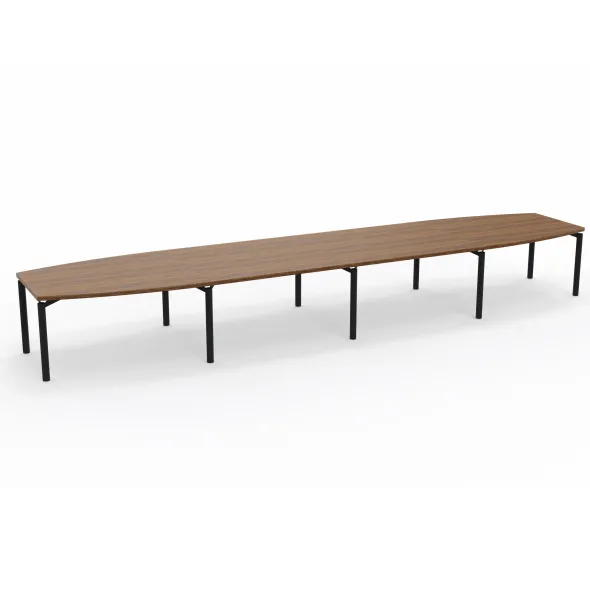 Table de réunion tonneau 18 places Alliance - 560 x 120 cm - piétement époxy - plateau ébénisterie