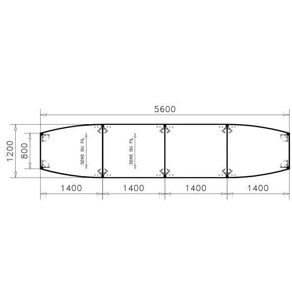 Table de réunion tonneau 18 places Alliance - 560 x 120 cm - piétement chrome - plateau ébénisterie