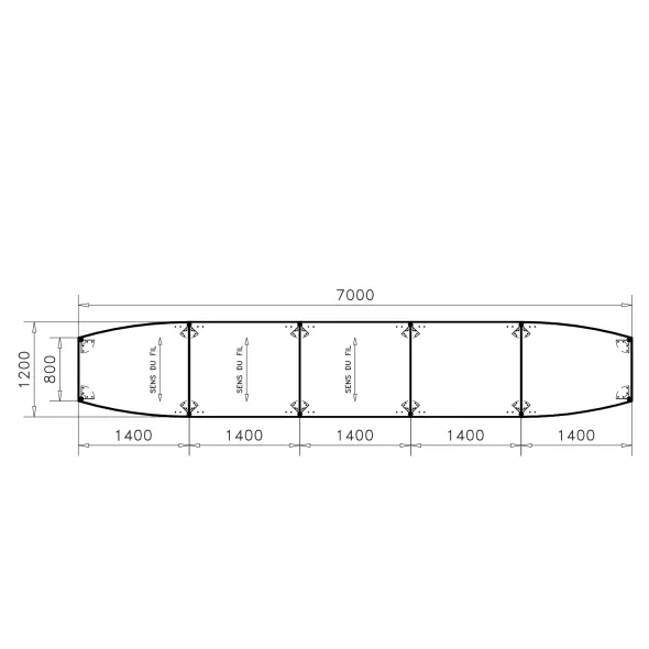 Table de réunion tonneau 22 places Alliance - 700 x 120 cm - piétement époxy - plateau ébénisterie