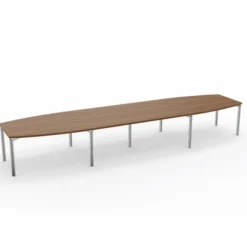 Table de réunion tonneau 16 places Alliance - 490 x 120 cm - piétement chrome - plateau ébénisterie