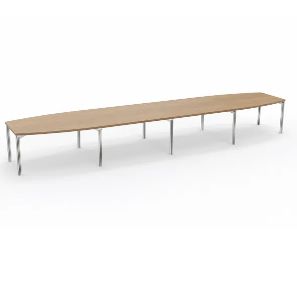 Table de réunion tonneau 18 places Alliance - 560 x 120 cm - piétement chrome - plateau mélaminé