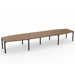 Table de réunion tonneau 16 places Alliance - 490 x 120 cm - piétement époxy - plateau ébénisterie