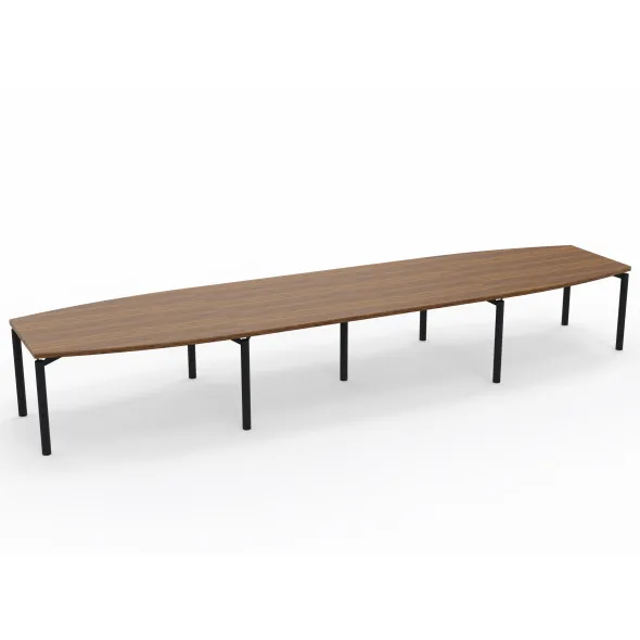 Table de réunion tonneau 16 places Alliance - 490 x 120 cm - piétement époxy - plateau ébénisterie