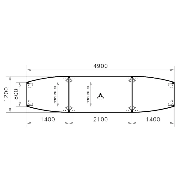 Table de réunion tonneau 16 places Alliance - 490 x 120 cm - piétement époxy - plateau ébénisterie