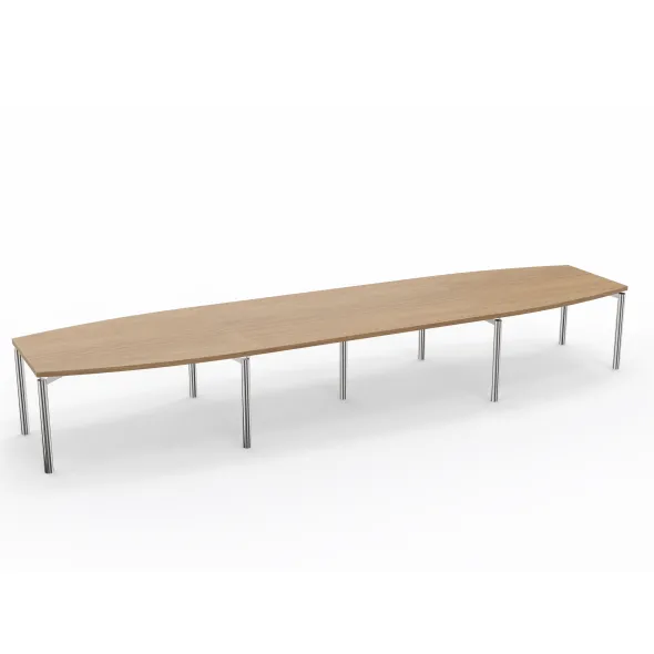 Table de réunion tonneau 16 places Alliance - 490 x 120 cm - piétement chrome - plateau mélaminé