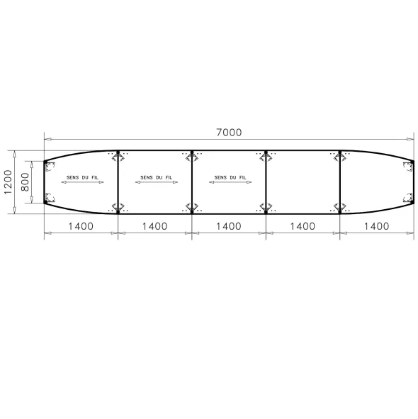 Table de réunion tonneau 22 places Alliance - 700 x 120 cm - piétement époxy - plateau mélaminé