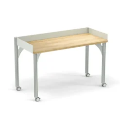 Table de tri 3 rebords antichute Trimod - 140 x 62 cm - 4 pieds sur roulettes - prestation en option