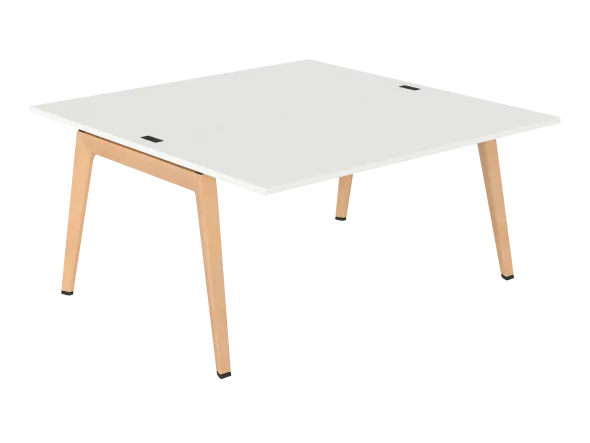 Table face à face B Free - 160 x 160 cm - mélaminé - piétement bois