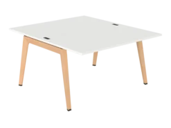 Table face à face B Free - 140 x 160 cm - mélaminé - piétement bois