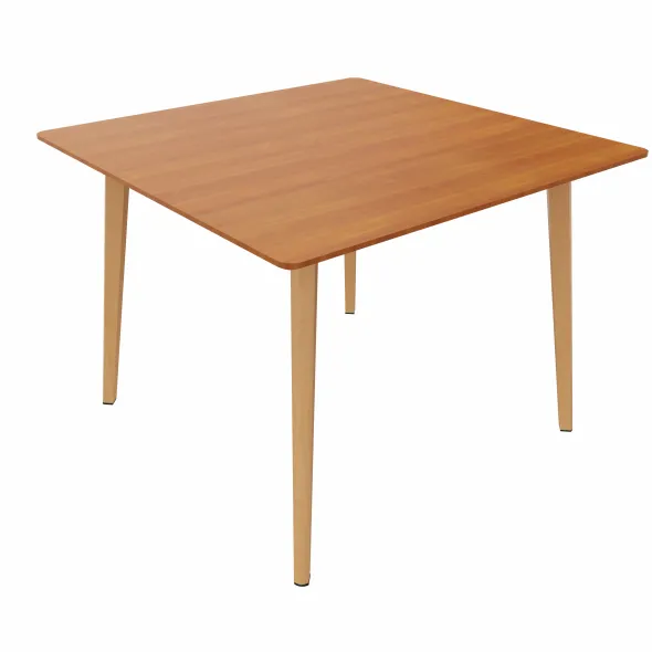 Table Fina club - 100 x 100 cm - plateau stratifié - 4 pieds bois
