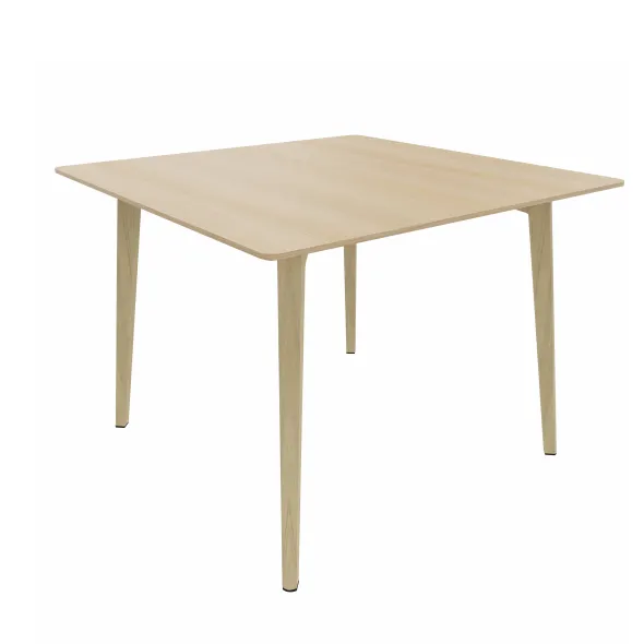 Table Fina club - 100 x 100 cm - plateau stratifié - 4 pieds bois