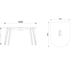 Table forme D 4/6 places Lares Media II - l. 140 x h. 74 x pr. 180 cm - avec top access et goulotte