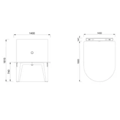 Table forme D 4/6 places Lares Media II - l. 140 x h. 74 x pr. 180 cm + mur support