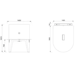 Table forme D 4/6 places Lares Media II - l. 140 x h. 74 x pr. 180 cm + mur support - top access et goulotte