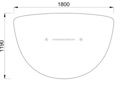 Table forme D 3 places Ocular - l. 181,1 x h. 74 x pr. 119,6 cm - avec 2 prises USB A + C