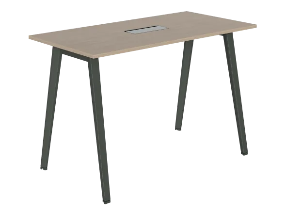 Table haute B Free - 160 x 80 cm - piétement métallique - avec trappe articulée et goulotte
