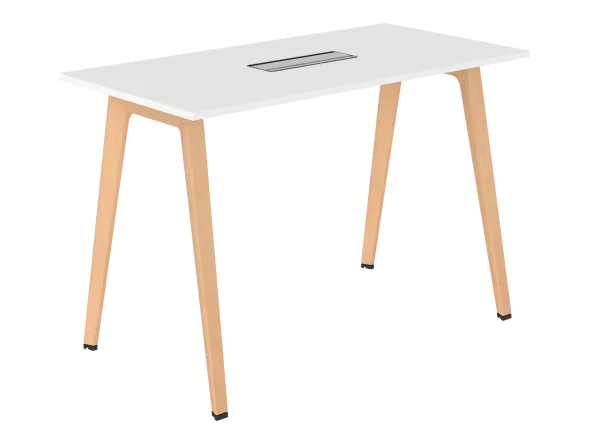 Table haute B Free - 160 x 80 cm - piétement bois - avec trappe affleurante et goulotte