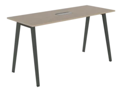 Table haute B Free - 200 x 80 cm - piétement métallique - avec trappe articulée et goulotte