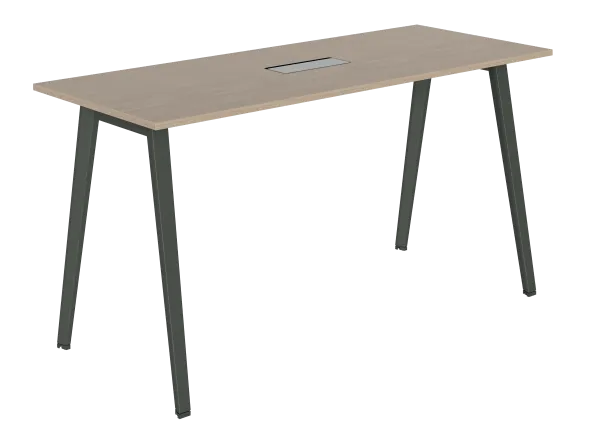 Table haute B Free - 200 x 80 cm - piétement métallique - avec trappe articulée et goulotte