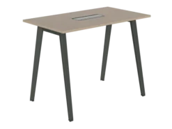 Table haute B Free - 140 x 80 cm - piétement métallique - avec trappe affleurante et goulotte