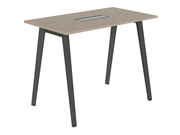 Table haute B Free - 140 x 80 cm - piétement métallique - avec trappe affleurante et goulotte