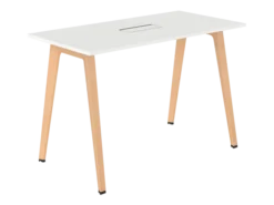 Table haute B Free - 160 x 80 cm - piétement bois - avec trappe articulée et goulotte