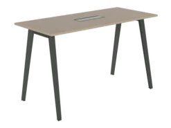 Table haute B Free - 180 x 80 cm - piétement métallique - avec trappe affleurante et goulotte
