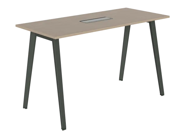 Table haute B Free - 180 x 80 cm - piétement métallique - avec trappe affleurante et goulotte