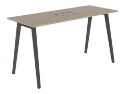 Table haute B Free - 200 x 80 cm - piétement métallique - avec trappe affleurante et goulotte