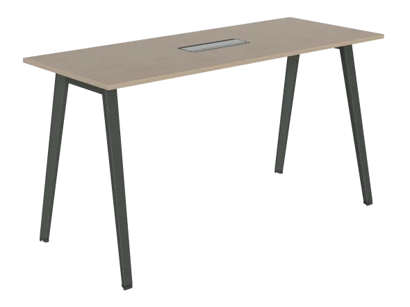 Table haute B Free - 200 x 80 cm - piétement métallique - avec trappe affleurante et goulotte