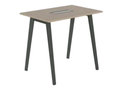 Table haute B Free - 120 x 80 cm - piétement métallique - avec trappe affleurante et goulotte