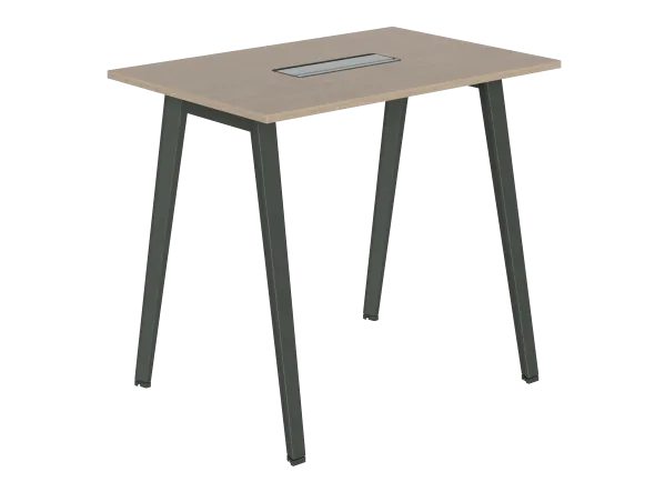Table haute B Free - 120 x 80 cm - piétement métallique - avec trappe affleurante et goulotte