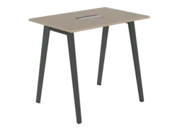 Table haute B Free - 120 x 80 cm - piétement métallique - avec trappe articulée et goulotte