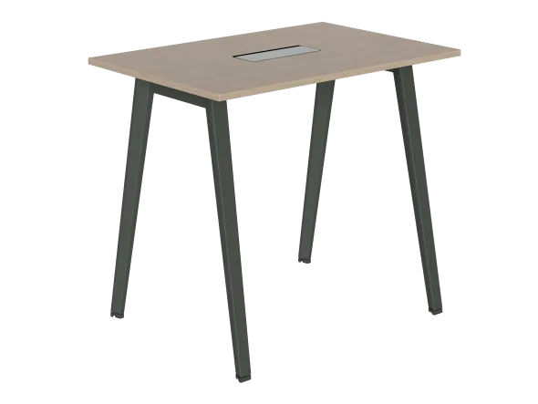Table haute B Free - 120 x 80 cm - piétement métallique - avec trappe articulée et goulotte