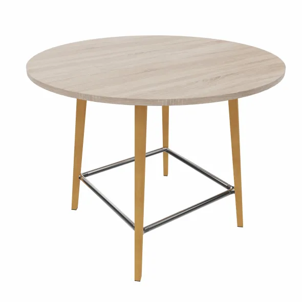 Table haute Fina club - Ø 140 cm - plateau stratifié - 4 pieds bois