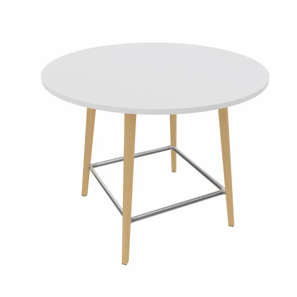 Table haute Fina club - Ø 140 cm - plateau stratifié - 4 pieds bois