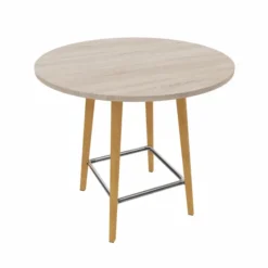 Table haute Fina club - Ø 120 cm - plateau stratifié - 4 pieds bois
