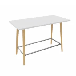 Table haute Fina club - 160 x 80 cm - plateau stratifié - 4 pieds bois