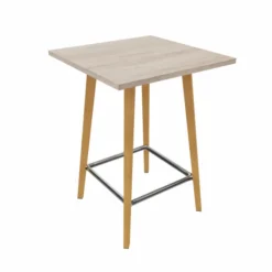 Table haute Fina club - 80 x 80 cm - plateau stratifié - 4 pieds bois