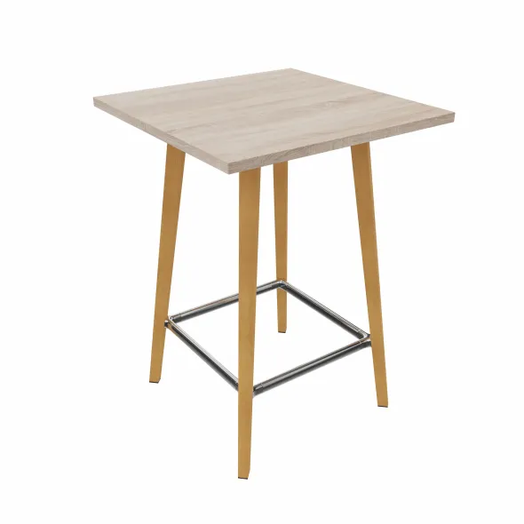 Table haute Fina club - 80 x 80 cm - plateau stratifié - 4 pieds bois