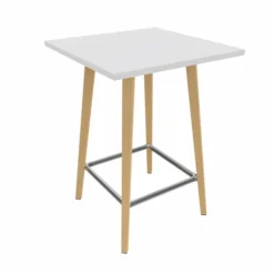 Table haute Fina club - 80 x 80 cm - plateau stratifié - 4 pieds bois