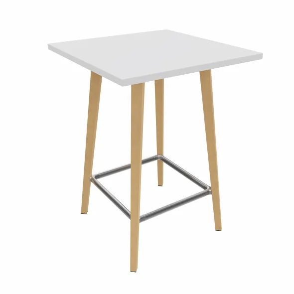 Table haute Fina club - 80 x 80 cm - plateau stratifié - 4 pieds bois
