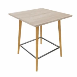 Table haute Fina club - 100 x 100 cm - plateau stratifié - 4 pieds bois
