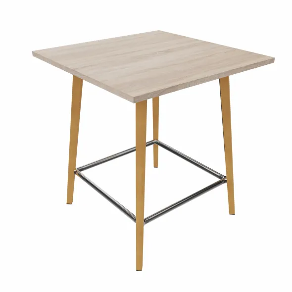 Table haute Fina club - 100 x 100 cm - plateau stratifié - 4 pieds bois