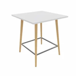 Table haute Fina club - 100 x 100 cm - plateau stratifié - 4 pieds bois