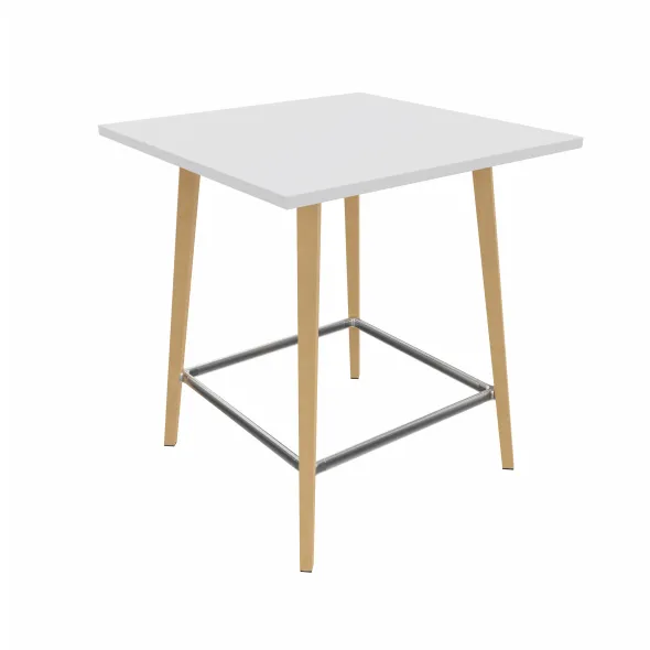 Table haute Fina club - 100 x 100 cm - plateau stratifié - 4 pieds bois