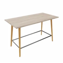 Table haute Fina club - 180 x 90 cm - plateau stratifié - 4 pieds bois