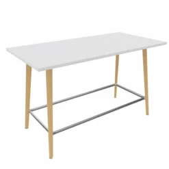 Table haute Fina club - 180 x 90 cm - plateau stratifié - 4 pieds bois